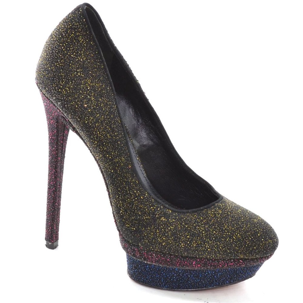 Brian Atwood Fontanne Platform Glitter Pumps 7